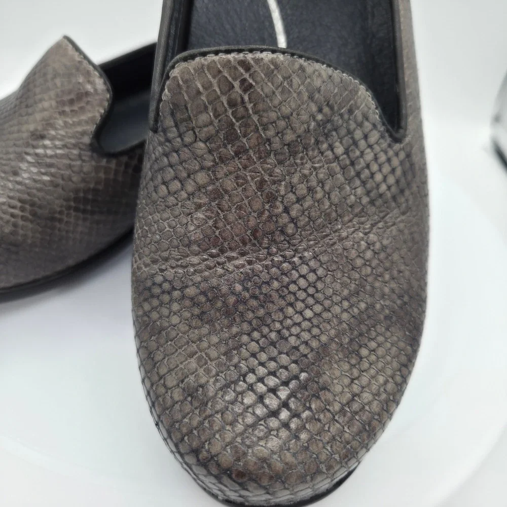 Dansko Aimee Grey Snakeskin Embossed Leather Loafers Slip On Shoes Womens 36